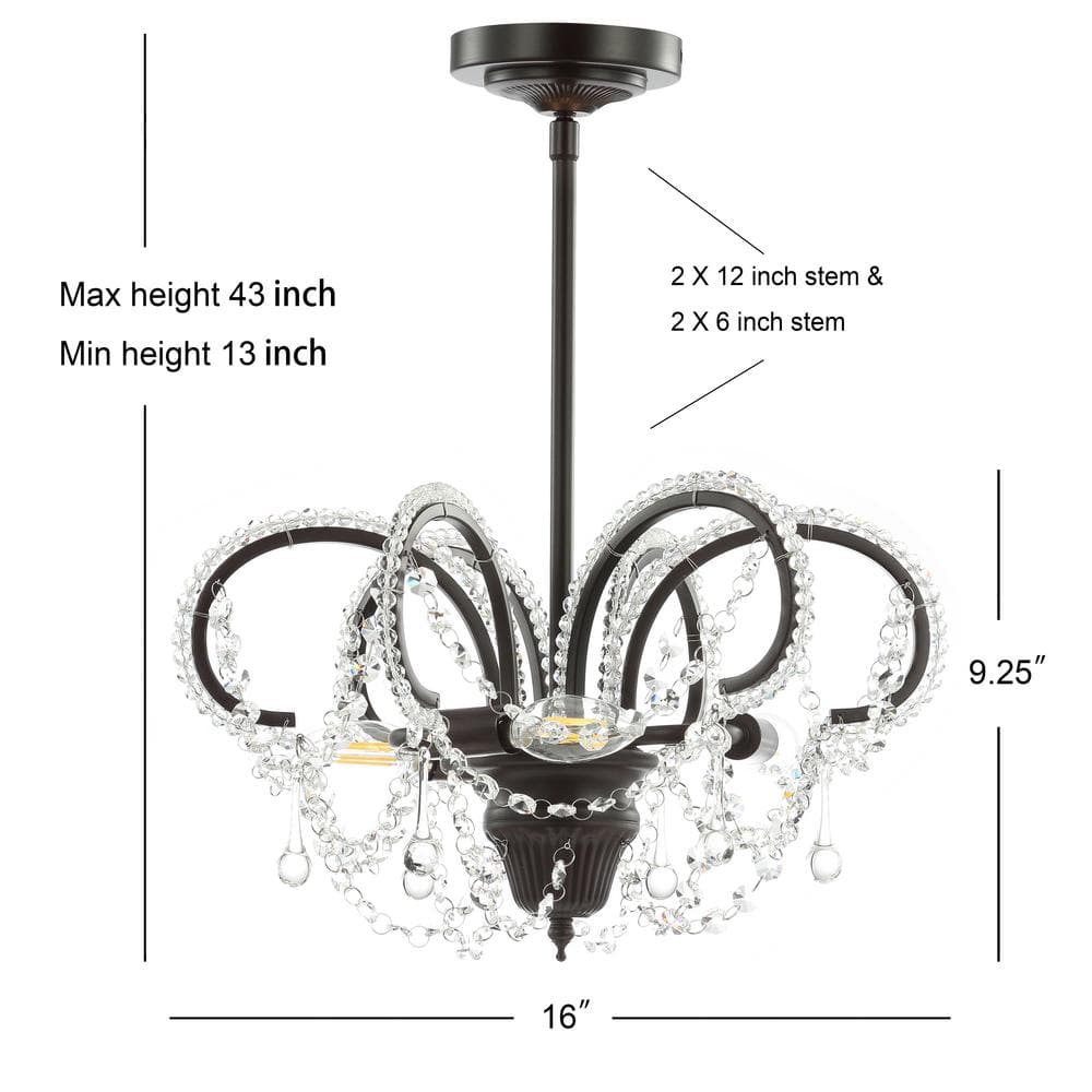 Bronze Crystal LED Adjustable Ceiling Mount Chandelier