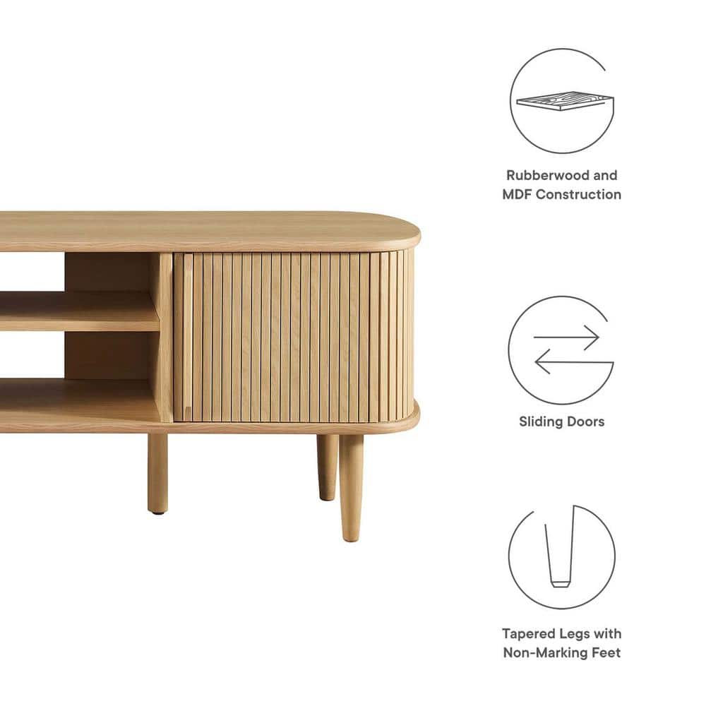 Contour Oak 55" Mid-Century Modern TV Stand with Cabinets