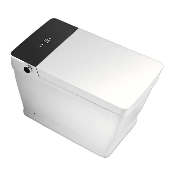 ANGELES HOME Round Smart Toilet Integrated Bidet in White Heated Seat Self Cleaning Nozzle Ultra Thin Cover and Remote Control