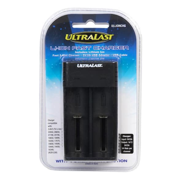 Ultralast Green 2 Bay 18650 Lithium Ion Size Battery Charger