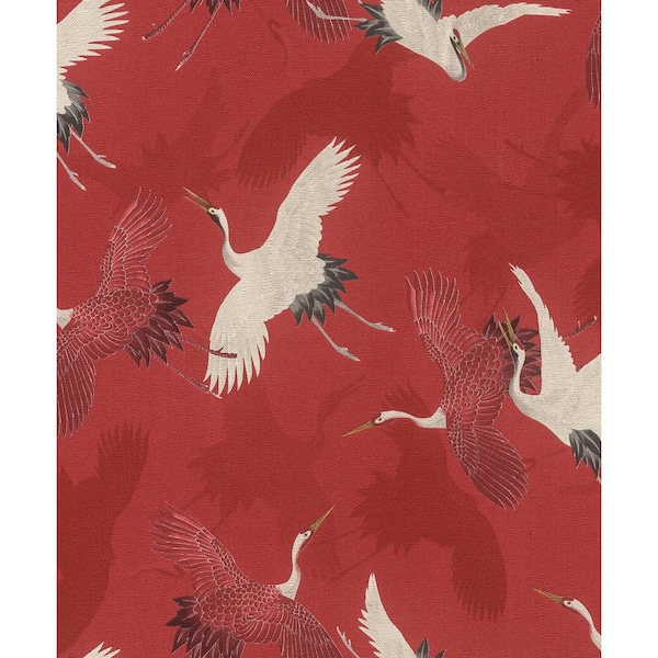 Advantage Kusama Red Crane Paper Non-Pasted Textured Wallpaper