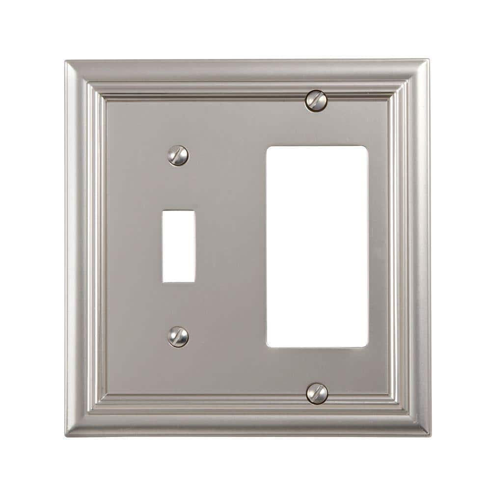 Satin Nickel 2-Gang Metal Wall Plate with Toggle and Rocker