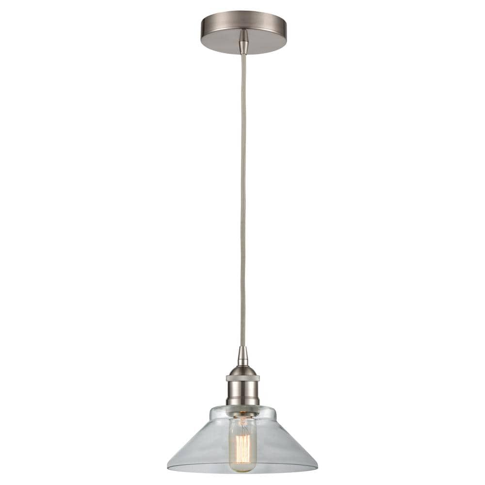 Orwell 60-Watt 1-Light Brushed Satin Nickel Standard Mini Pendant Light with Clear Glass Shade, No Bulbs Included price history on PriceWatchPro