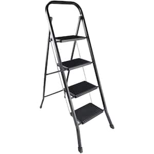 4 Step 55.1 in. H Metal Ladder, Folding Step Stool with Wide Anti-Slip Pedal, 330 lbs.