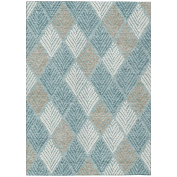 Chantille Machine Washable Indoor/Outdoor Abstract ACN2818 Teal 10 ft. x 14 ft. Area Rug