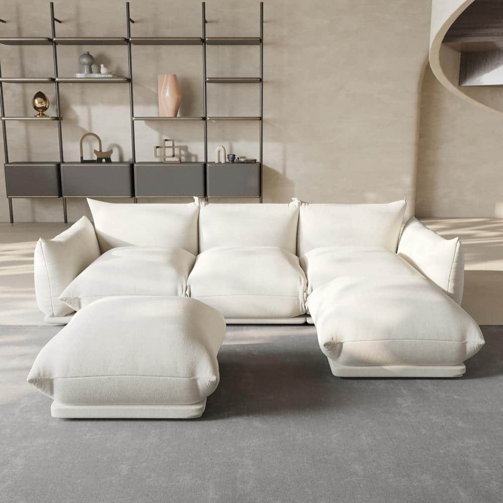 Marenco U-shaped Couch, 104 in. Flared Arm Chenille Lawson Modular Sofa with 2 Ottomans in. Beige for Apartment Bedroom price history on PriceWatchPro