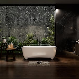 66.93 in. x 29.53 in. Clawfoot Solid Surface Stone Resin Freestanding Double Slipper Soaking Bathtub in Matte White