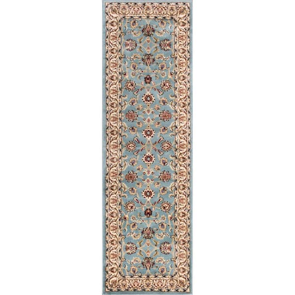 Well Woven Barclay Sarouk Light Blue 5 ft. Traditional Floral Round Area Rug  549360 - The Home Depot