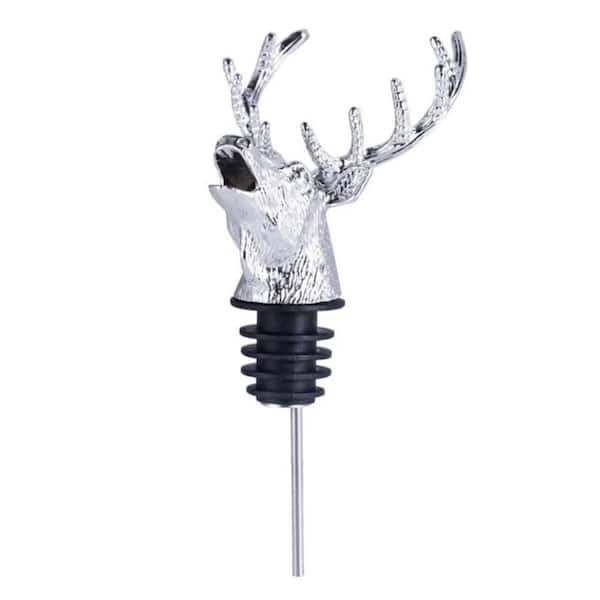 Zinc Alloy Deer Head Bottle Pourer Silicone Stopper Wine Aerating Pour Spout for Bar Hotel Restaurant