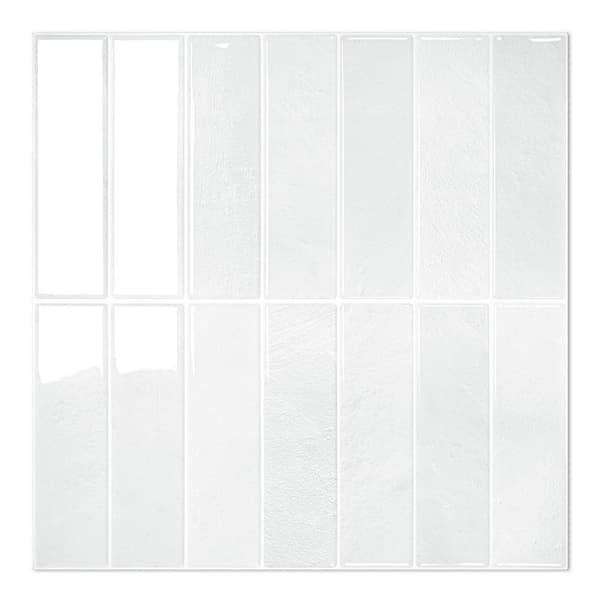 White 11.8 in. x 11.8 in. Vinyl Peel and Stick Backsplash Tile for Kitchen and Bathroom, 10-Pack