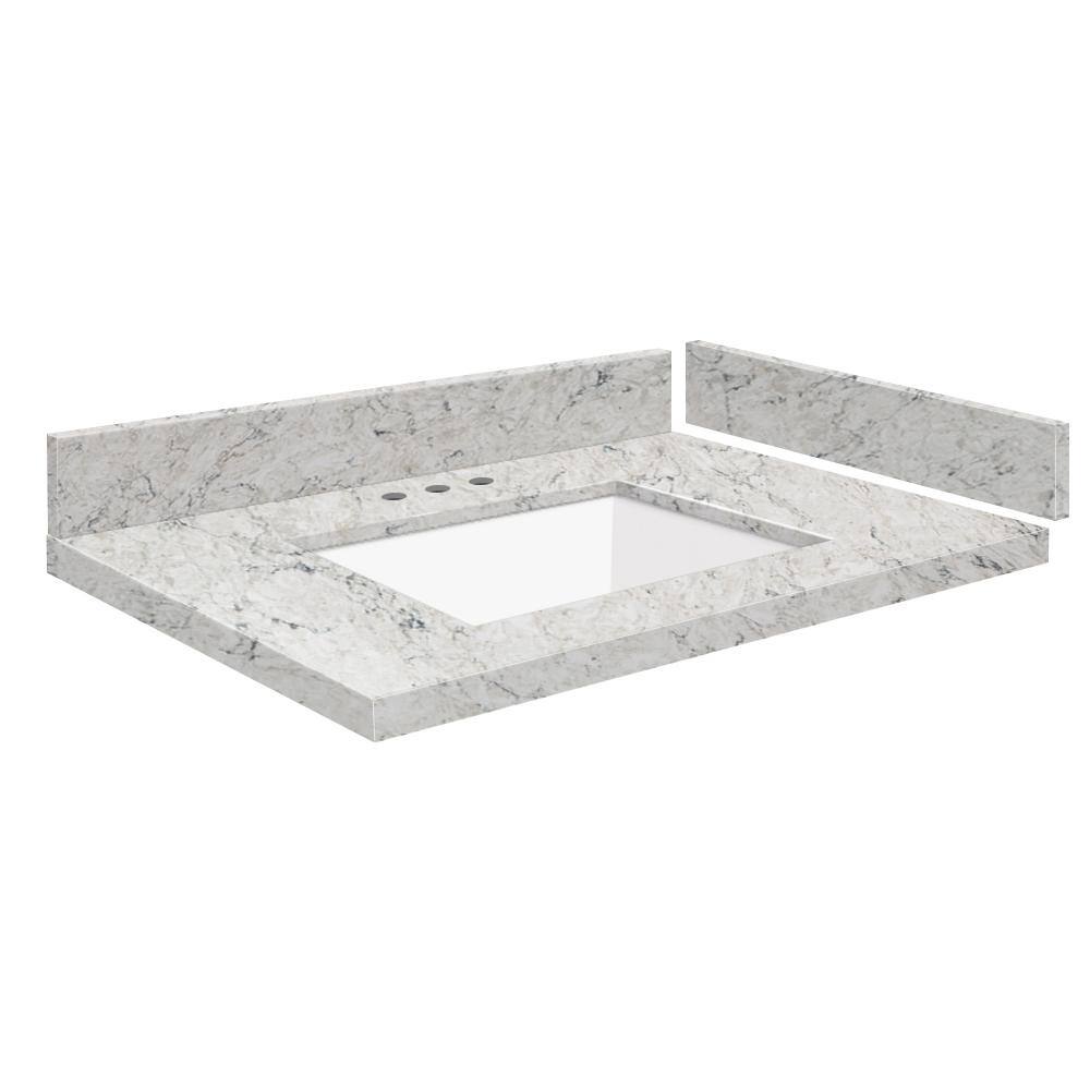 Silestone 25.5 in. W x 22.25 in. D Quartz White Rectangular Single Sink Vanity Top in Pietra price history on PriceWatchPro
