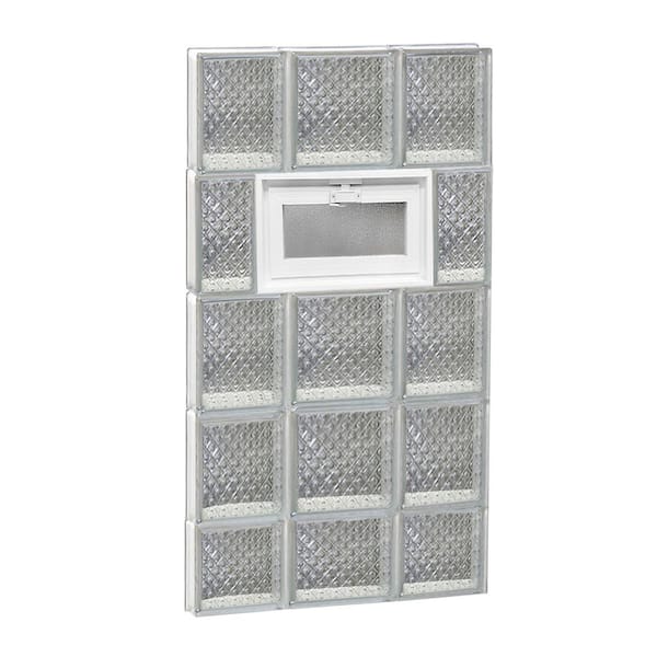 Clearly Secure 19.25 in. x 36.75 in. x 3.125 in. Frameless Diamond Pattern Vented Glass Block Window