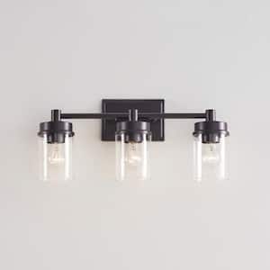 20.75 in. 3-Light Bronze Bathroom Vanity Light with Clear Glass Shade