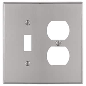 Ansley 2-Gang Brushed Nickel 1-Toggle/1-Duplex Cast Metal Wall Plate