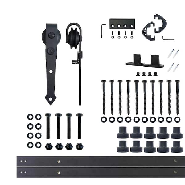 HOMACER 13 ft./156 in. Black Rustic Non-Bypass Sliding Barn Door Hardware Kit Arrow Design Roller for Single Door
