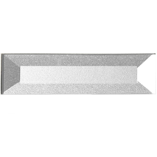 ABOLOS Secret Dimensions Reverse Beveled Subway 2 in. x 8 in. Glossy Silver Glass Tile Sample