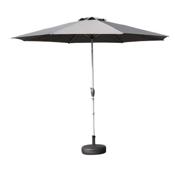 Clihome 7.5 ft. Market Patio Umbrella Outdoor Umbrella with Push Button Tilt, Crank, 8 Sturdy Ribs in Gray