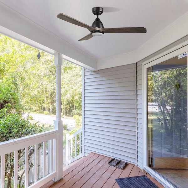 Sawyer 48 in. Dimmable LED Indoor/Outdoor Black Smart Ceiling Fan with Light and Remote, Works with Alexa/Google Home