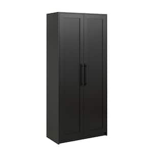 Elite Premium Home Black 16 in. D x 32 in. W x 72 in. H Storage Cabinet with Panel Doors