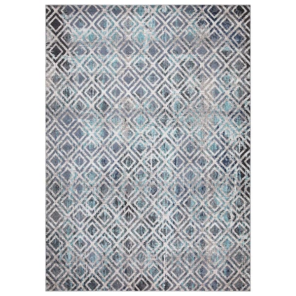 Concord Global Trading Vintage Collection Diamonds Blue 8 ft. x 11 ft. Geometric Area Rug
