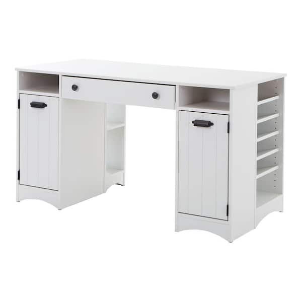 South Shore 53.5 in. White Rectangular 1 -Drawer Writing Desk with Shelf