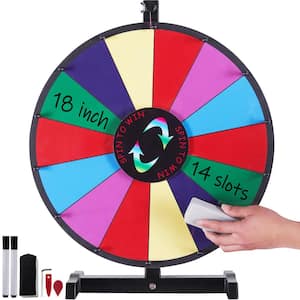 Spinning Prize Wheel, 18 in. Slots Tabletop Spinner, Roulette Wheel with a Dry Erase and 2 Markers, Fortune Spin Games