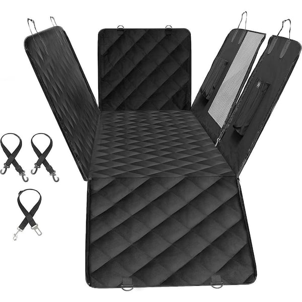 cenadinz 54 in. W x 58 in. L Simple Pet Seat Protector Black Oxford Fabric Dog Car Back Seat Furniture Cover