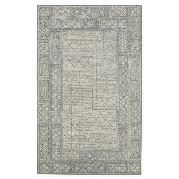 8 ft. x 10 ft. Gray and Brown Wool Southwestern Hand Hooked Area Rug