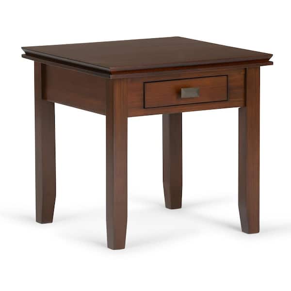 Simpli Home Artisan Solid Wood 21 in. Wide Square Contemporary End Side Table in Medium Auburn Brown