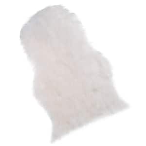 White 2 ft. W x 3 ft. L Faux Sheepskin Fur Accent Rug