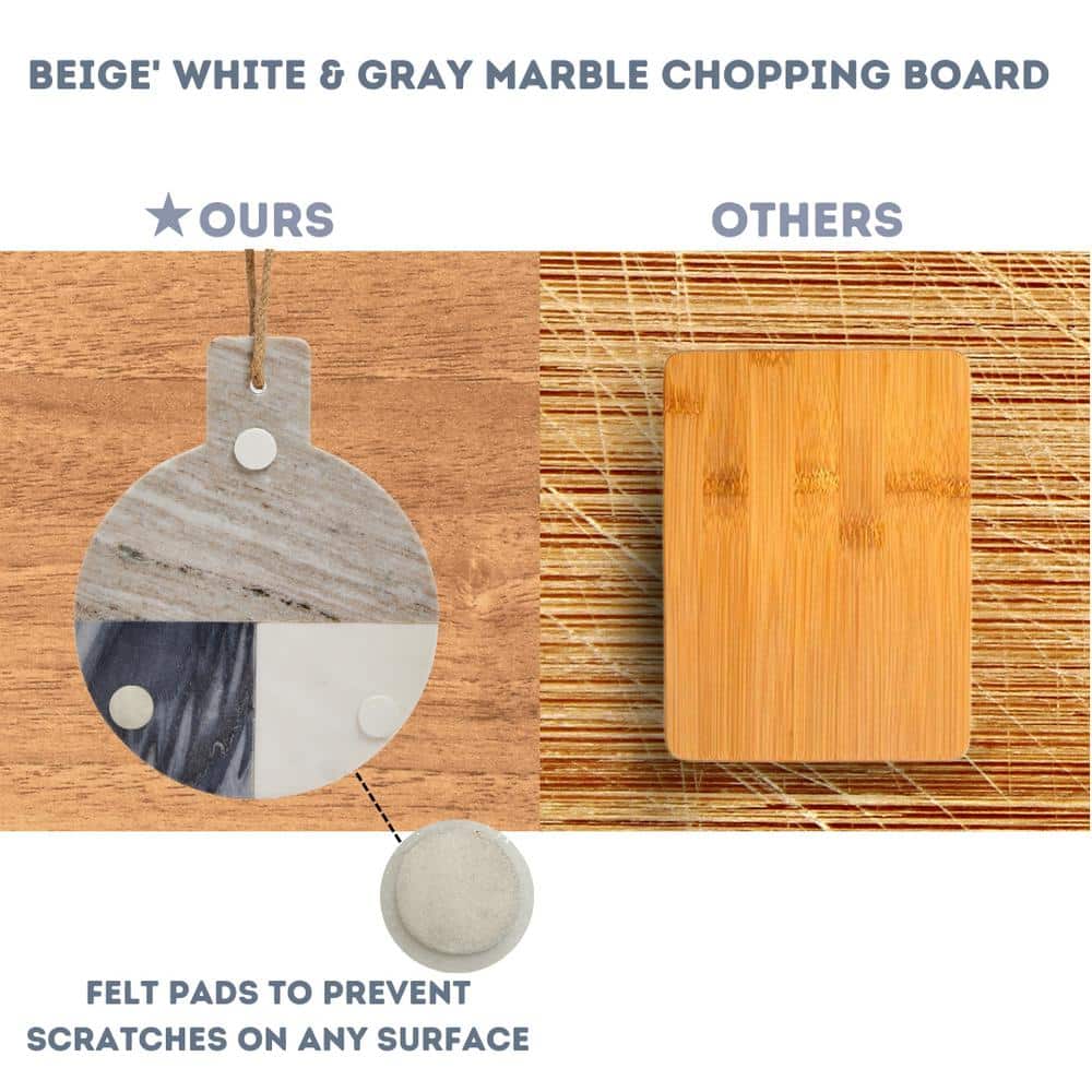 12" Round Gray and White Marble Pastry Board