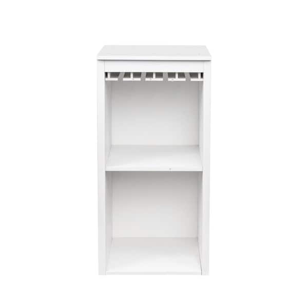 White Modular Wine Bar Cabinet with Storage Shelves for Dining Room