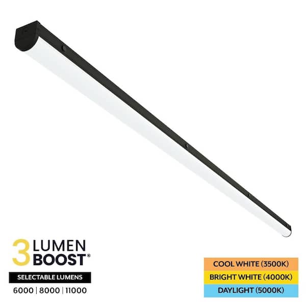 1-Pack 8 ft. Integrated LED Black Strip Light Fixture, 3000/4000/6000 Lumens, Selectable CCT 3500K/4000K/5000K, 45-Watt