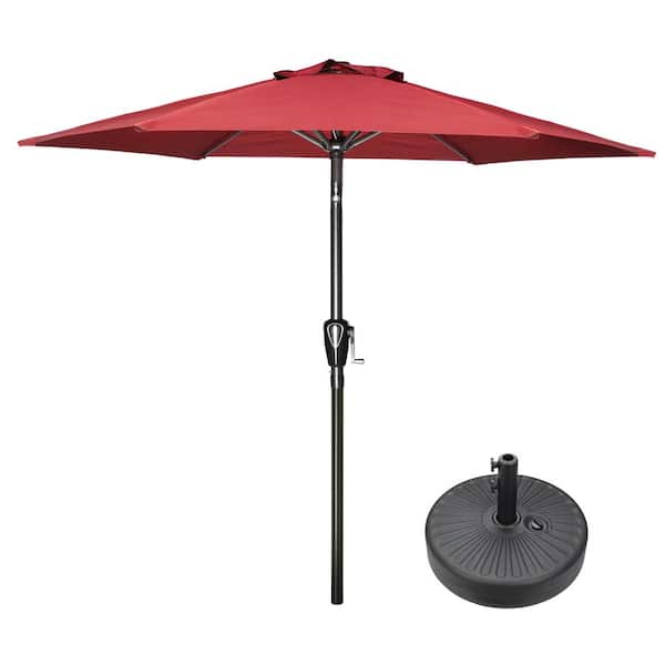 dubbin 7.5 ft. Steel Market Tilt Patio Umbrella in Red with Free Standing Base