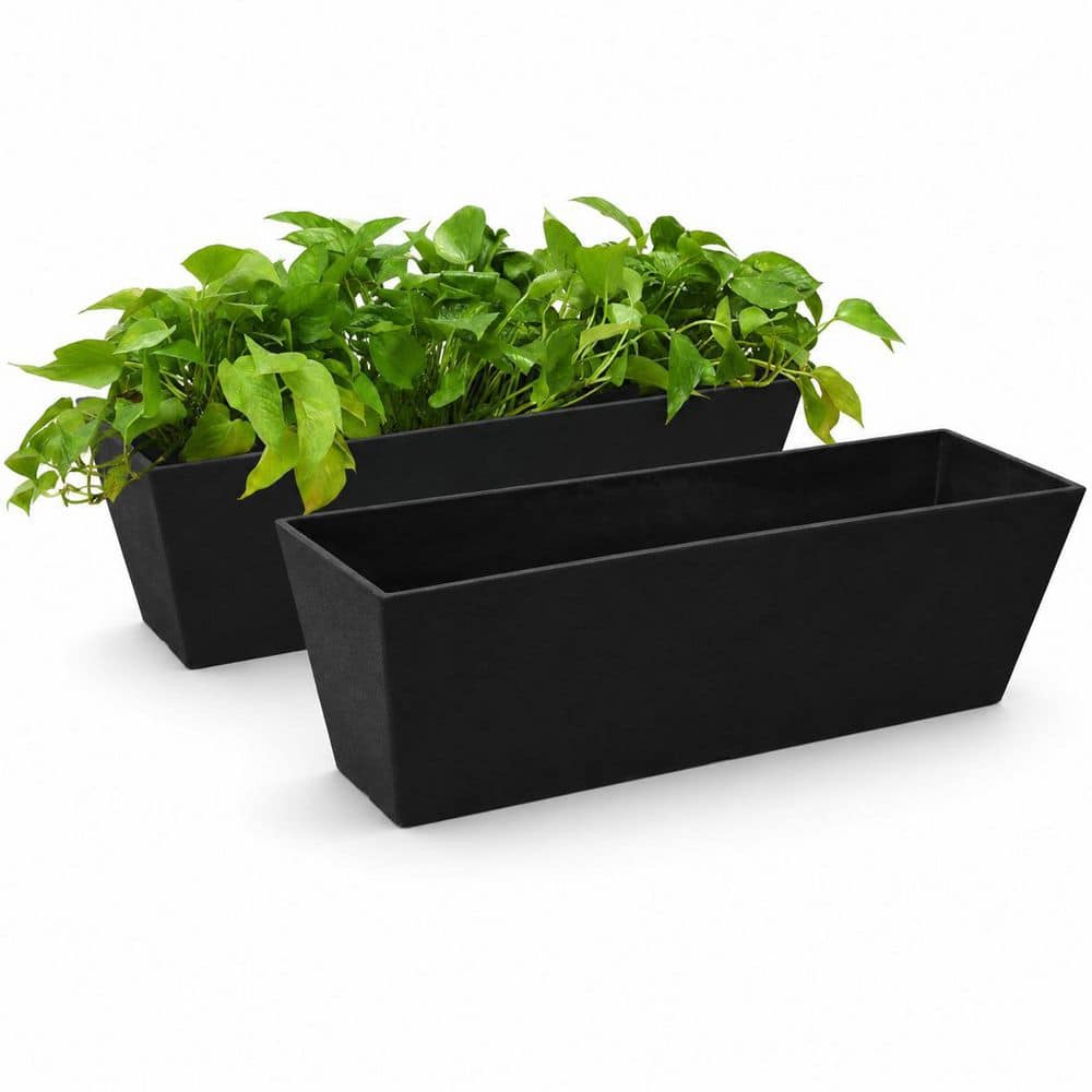 Algreen Acerra 22 in. x 6 in. x 6 in. H, Black Windowbox Planter