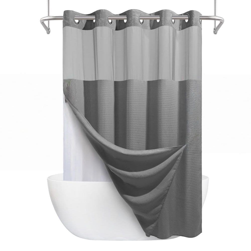 71 in. W x 74 in. L Shower Curtain and Liner Set Waffle Weave Shower Curtain in Gray for Hotel and Home Bathroom Use price history on PriceWatchPro