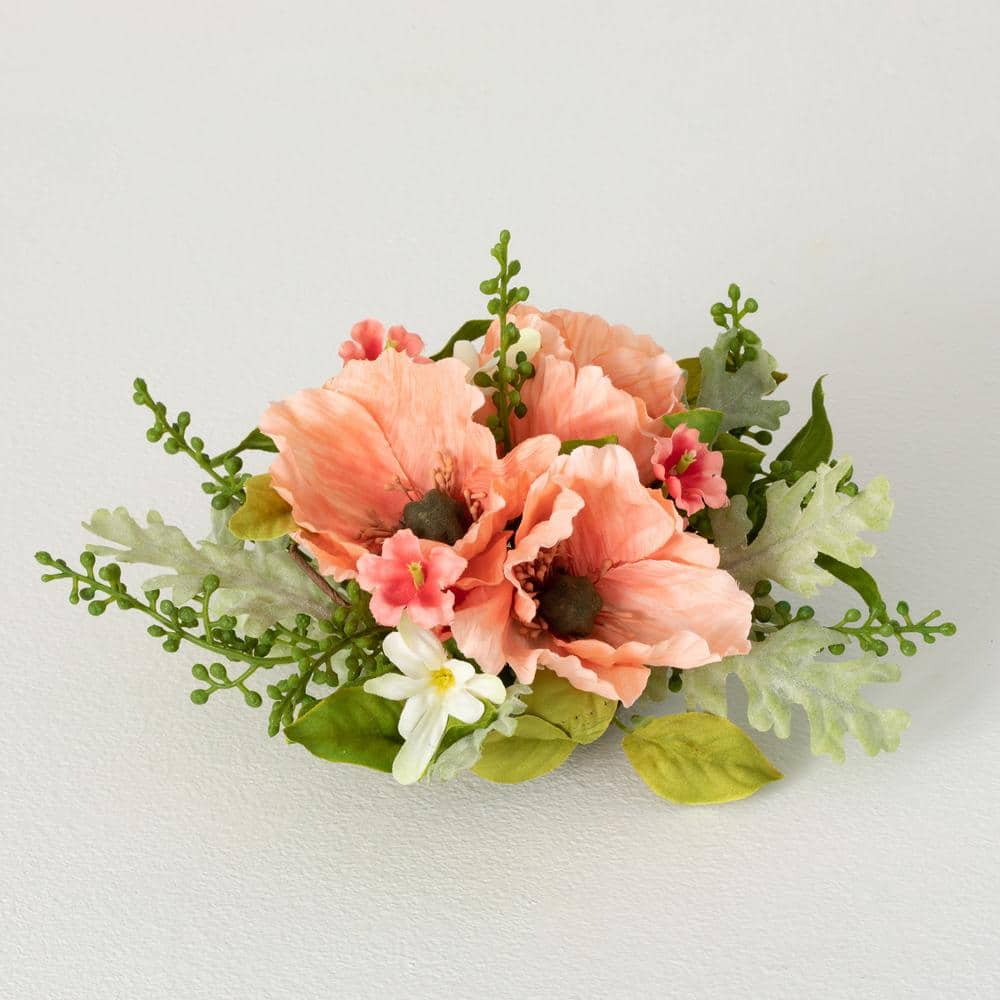 SULLIVANS 9.25 in. Artificial Peachy Poppy Orb Flourish POORB - The Home  Depot