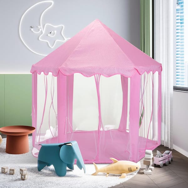 LED Lighted Girls Pink Princess Playhouse Castle Children Kids Play Toy Tent 