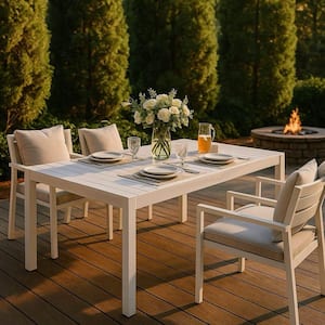 55 in. White Modern Long Table-Indoor/Outdoor Multi-Purpose Dining Table, Patio Table, Garden Table (White)