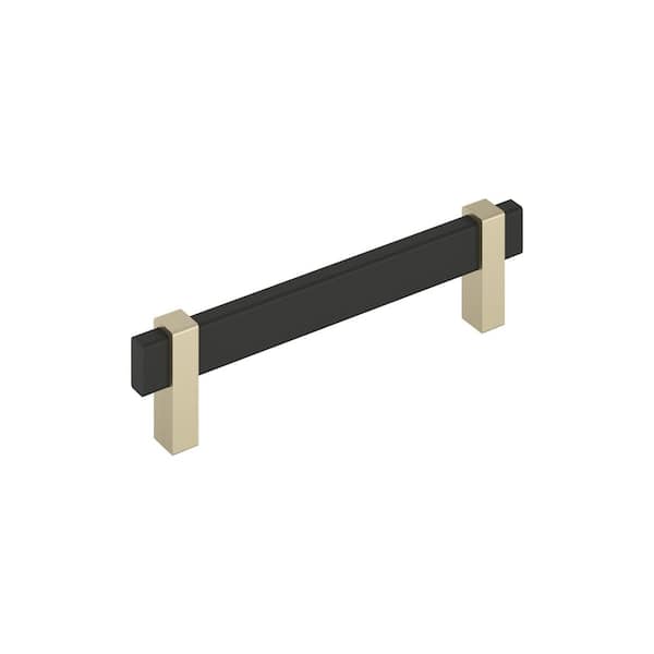 Mulino 5-1/16 inch (128mm) Center-to-Center Modern Matte Black/Golden Champagne Bar Cabinet Pull