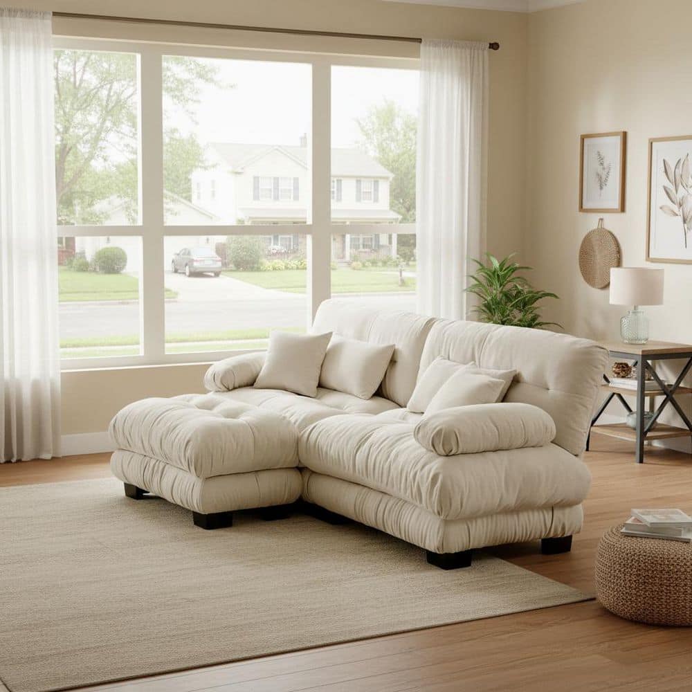 Homy Casa MINH 94.4 in. Pillow Arm 3-piece Chenille Sectional Sofa