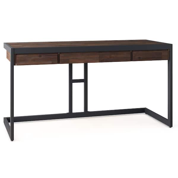 Simpli Home Erina Solid Acacia Wood Industrial 60 in. Wide Writing ...