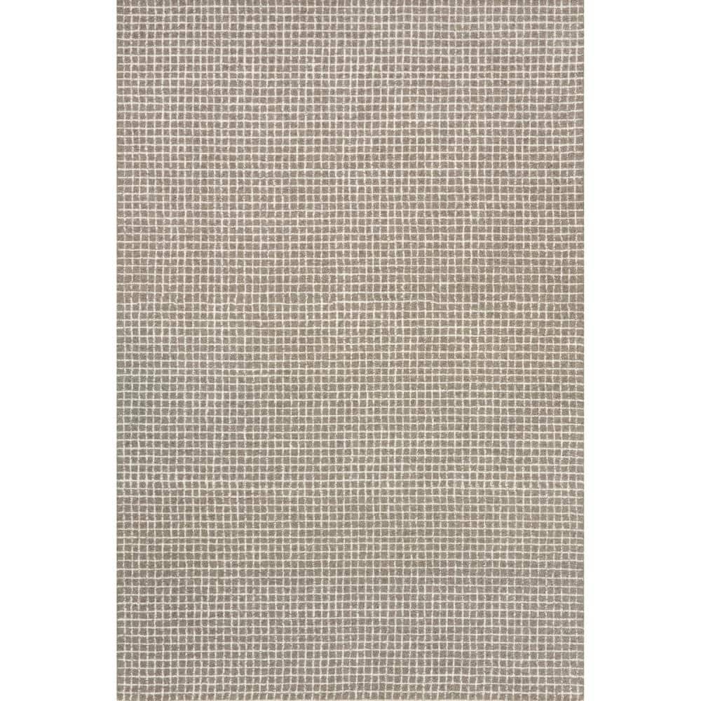 Gray Hand-Tufted Wool Rectangular Area Rug 5' x 8'