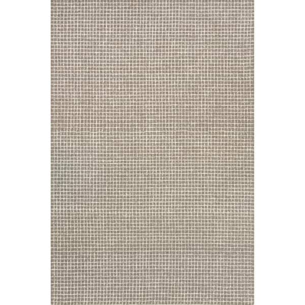 RUGS USA Arvin Olano Melrose Checked Wool Area Rug Gray 5 ft. x 8 ft. Area Rug