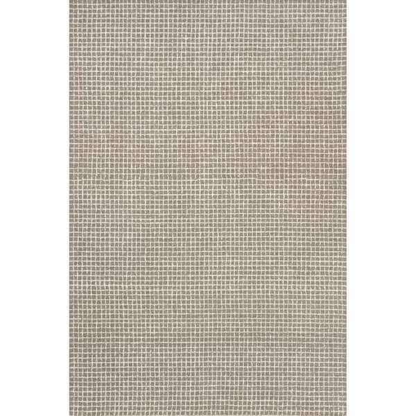 Melrose Checked Wool Grey 12 ft. x 15 ft. Indoor/Outdoor Patio Rug