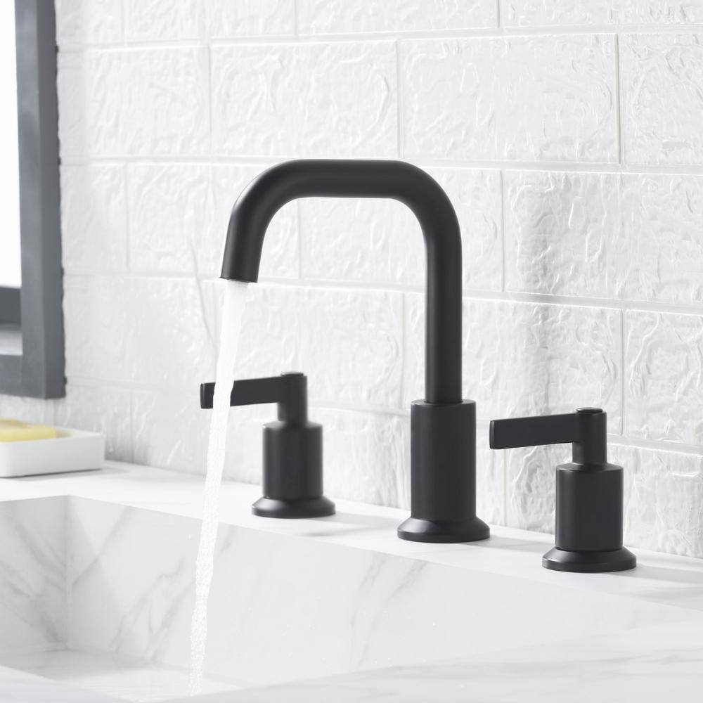 Matte Black Brass 2-Handle Widespread Bathroom Faucet