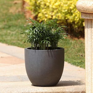 9.2 in. H Round Tapered Dark Gray MgO Composite Planter Pot