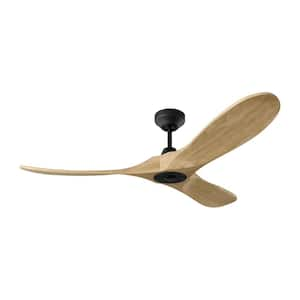 Maverick 52 in. Smart Indoor/Outdoor Matte Black Ceiling Fan with Natural Honey Blades and Remote Included