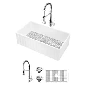 Vigo All-in-One 33 Farmhouse Stainless Steel Double Bowl Kitchen Sink and  Chrome Faucet Set 