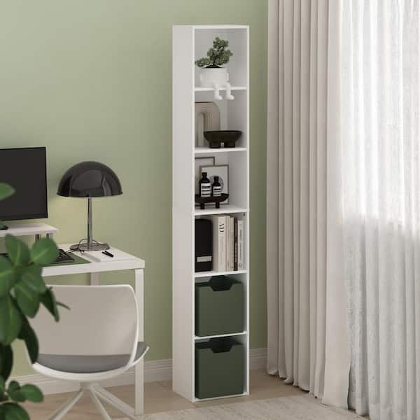 Furinno Luder 70.87 in. Tall White Wood 6-Shelf Standard Bookcase